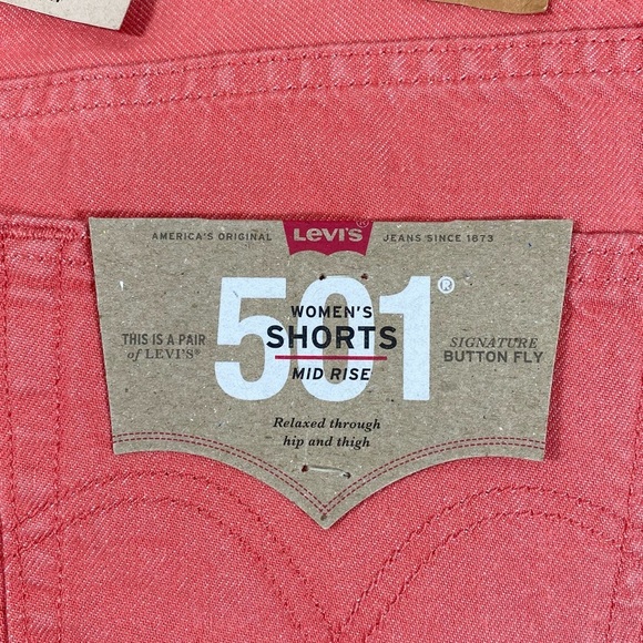Levis 501 Women’s Shorts Mid Rise Non Stretch Pink - Picture 7 of 11